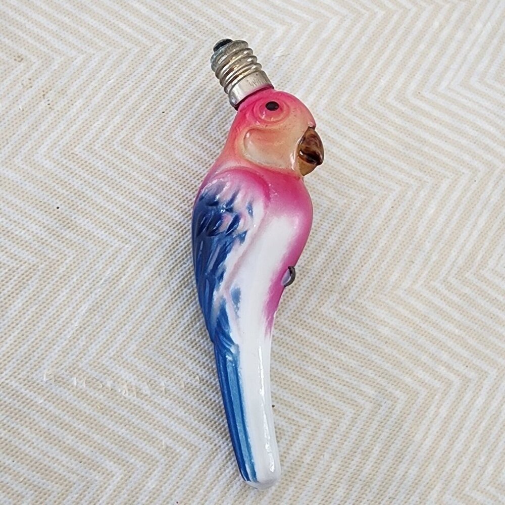 Vintage Milk Glass Parrot Bird Figural Christmas Tree Ornament Christmas Holiday